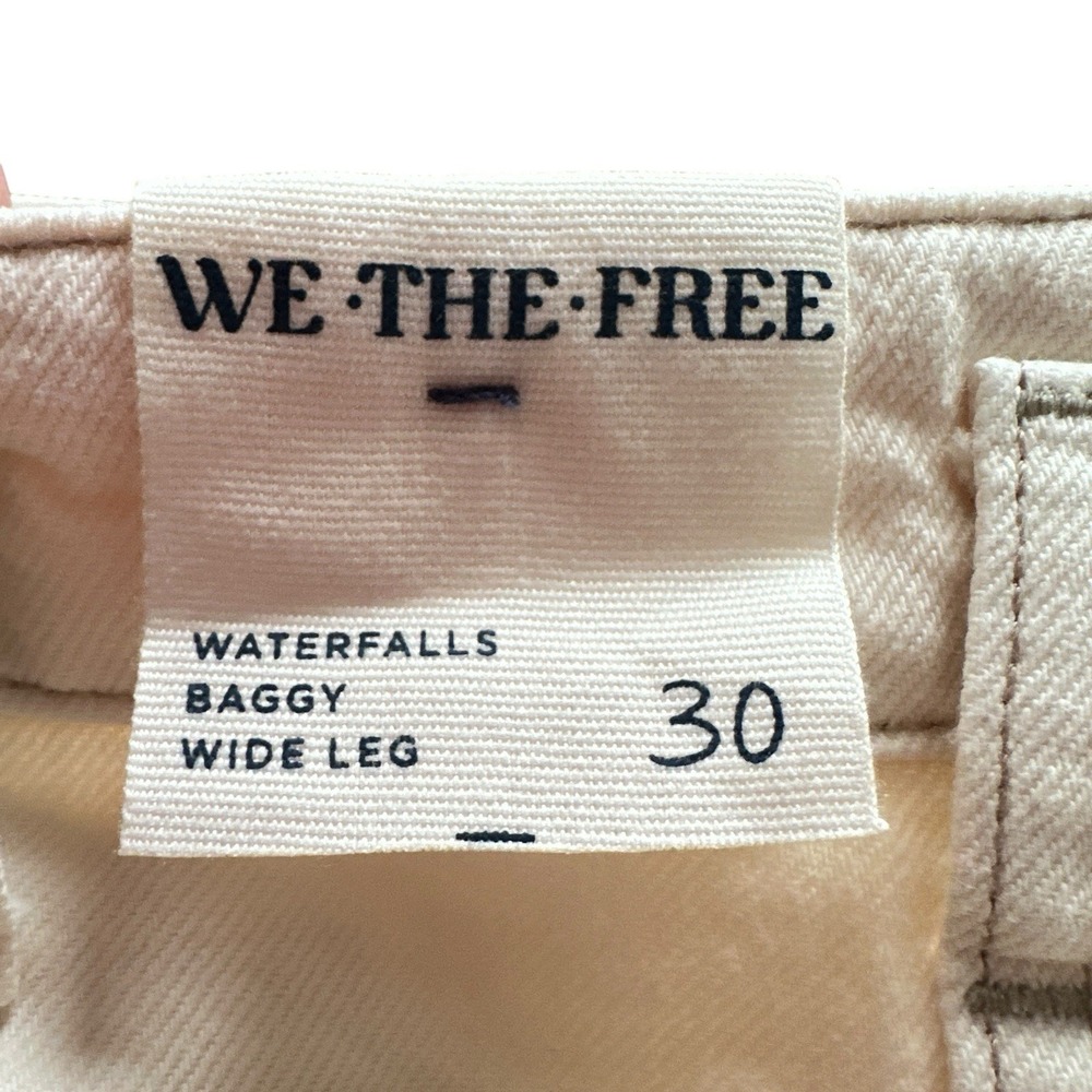 Free People We The Free Waterfalls Baggy Wide Leg Pants 30 Cream Utility Y2K - Picture 10 of 16